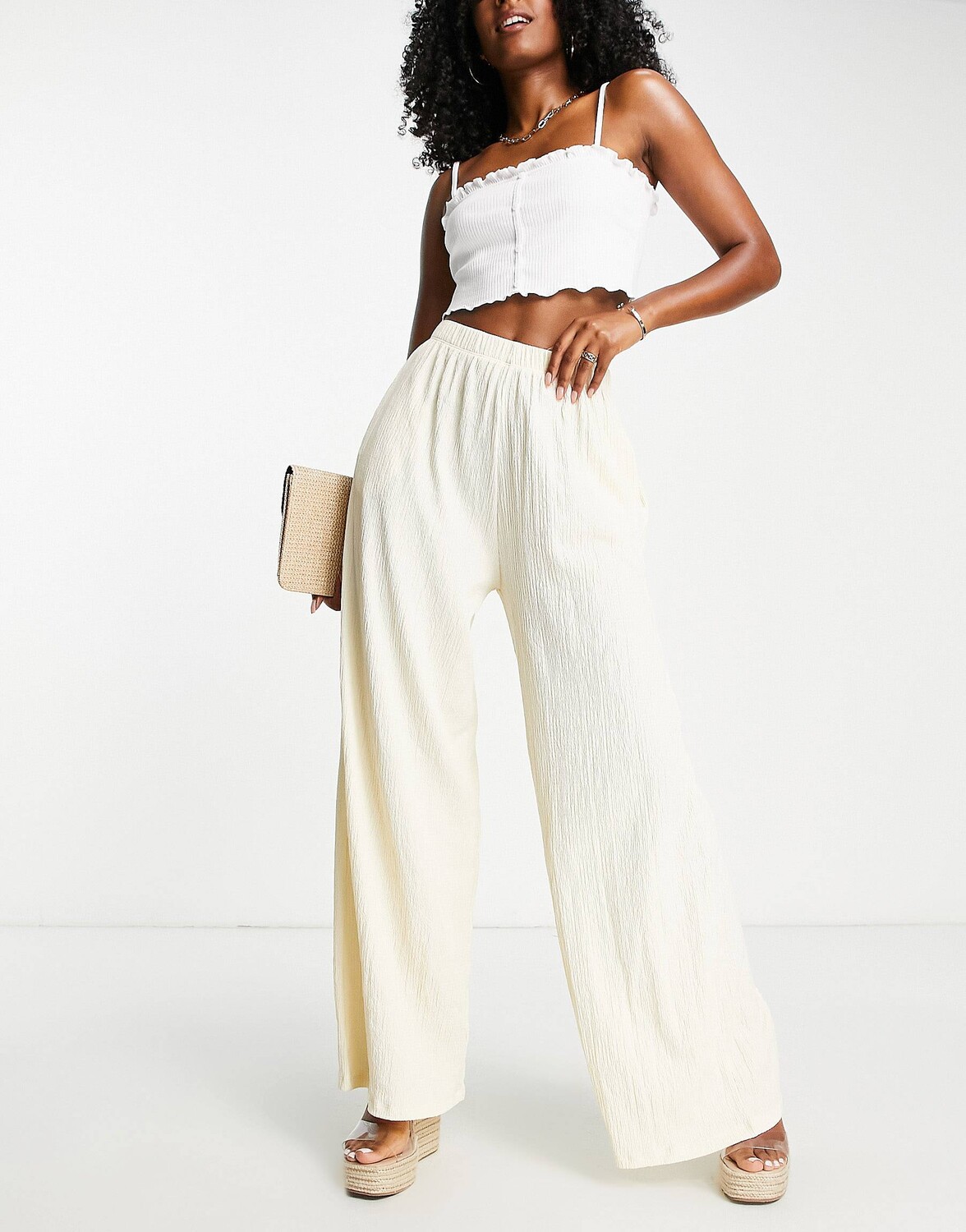 

Темно-синие широкие брюки ASOS DESIGN co-ord, Синий