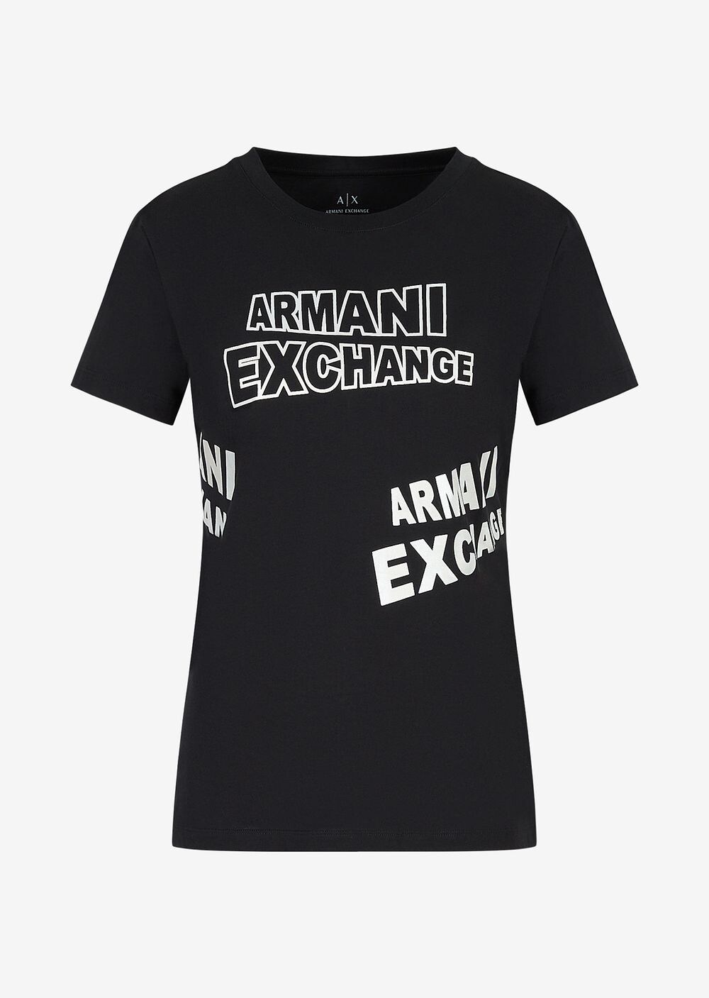 

Футболка классического кроя из хлопкового джерси с логотипом Armani Exchange, черный