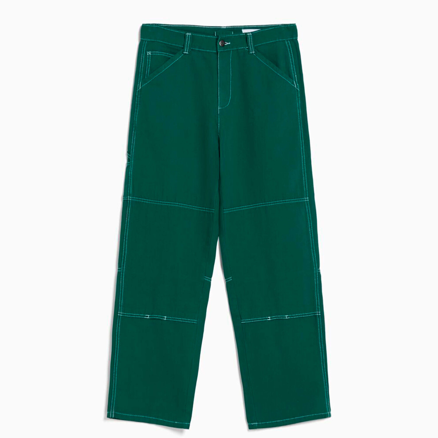

Брюки Bershka Cotton Carpenter, зеленый
