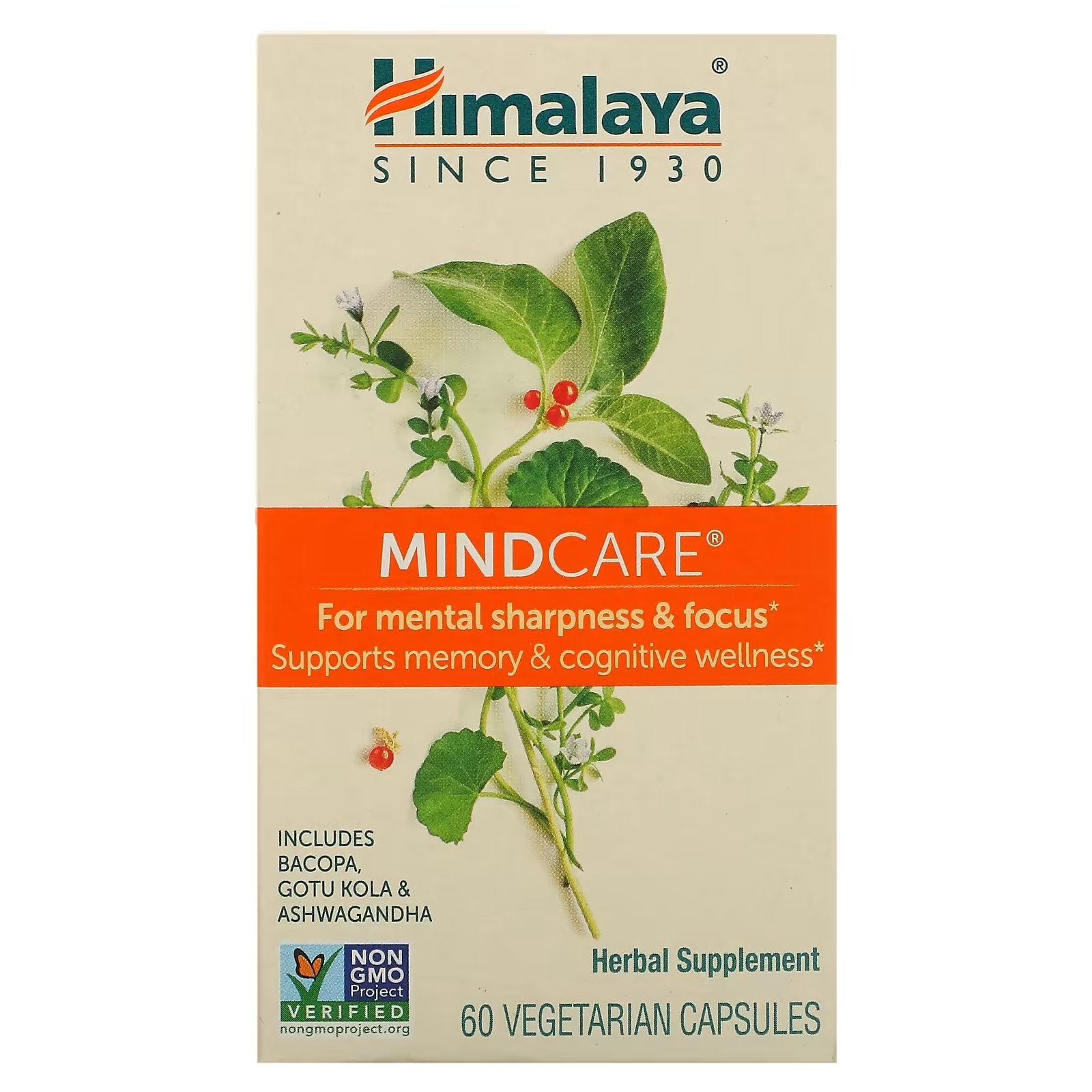 Пищевая Добавка Himalaya MindCare, 60 вегетарианских капсул - фото