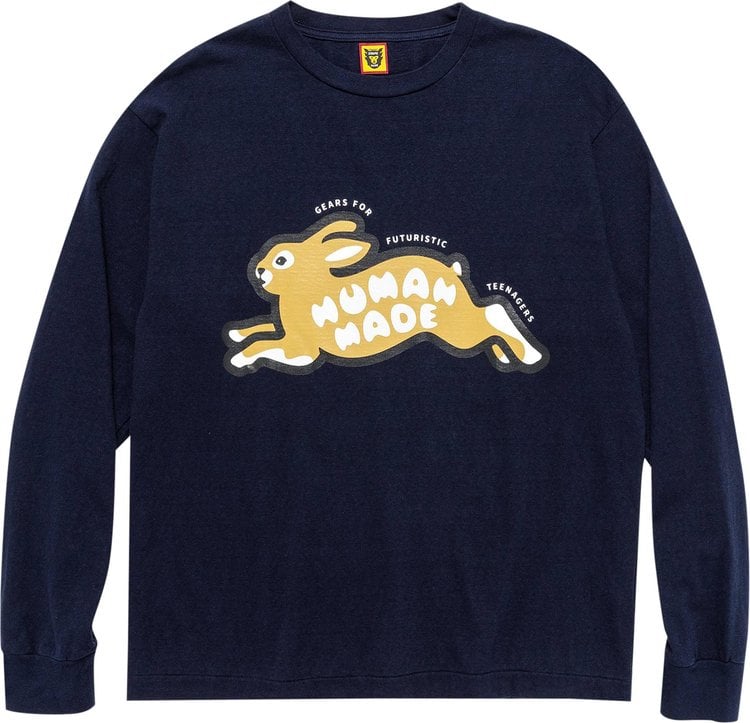 Футболка Human Made Rabbit Long-Sleeve T-Shirt 'Navy', синий - фото