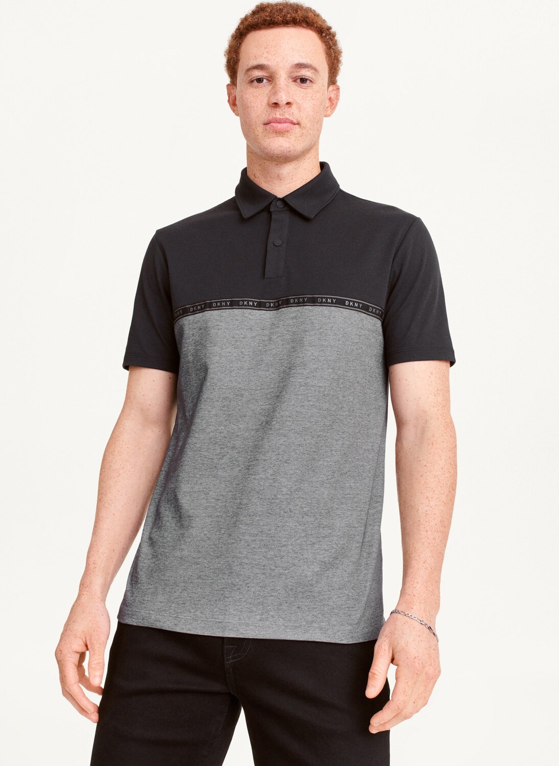 

Поло с логотипом и тесьмой DKNY