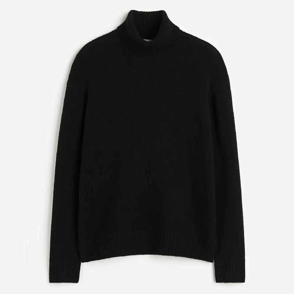 

Свитер H&M Loose Fit Woolen Turtleneck, черный