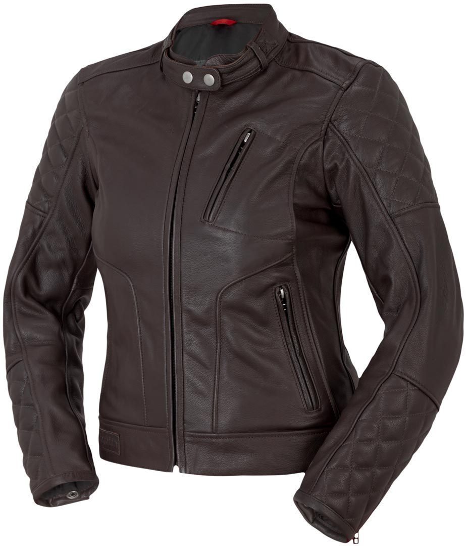 Женская мотоциклетная кожаная куртка Bogotto Chicago Retro с коротким воротником, коричневый фото