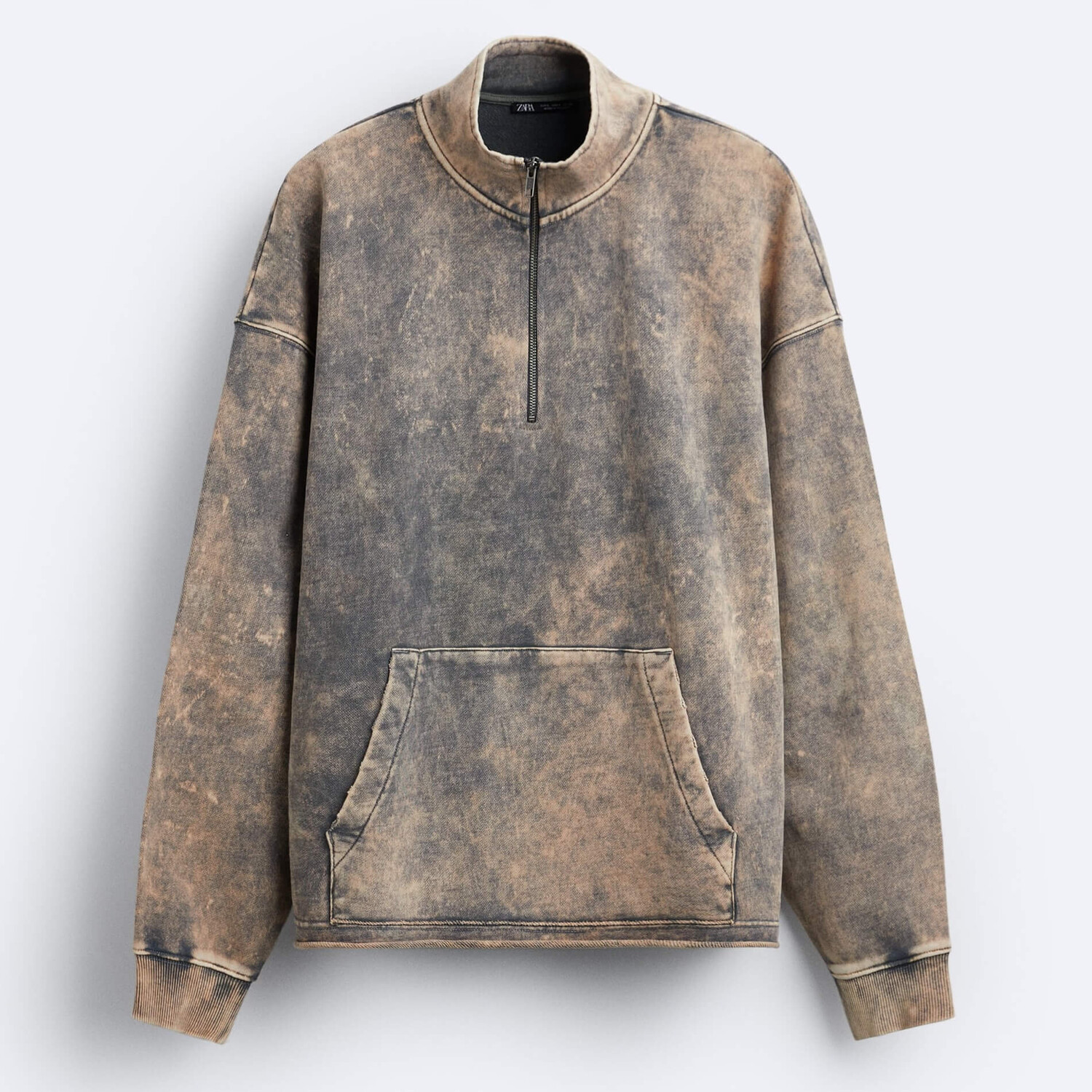 

Толстовка с принтом Zara Acid Wash, серо-бежевый