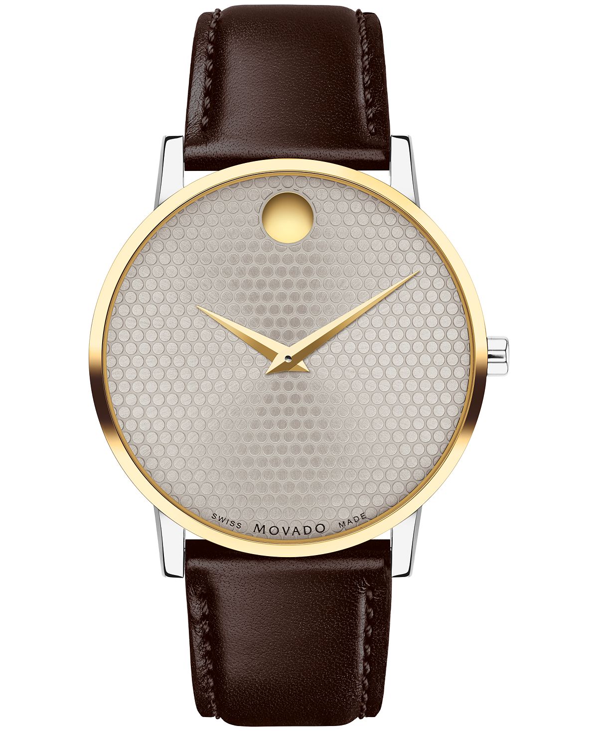 Мужские музейные классические швейцарские кварцевые коричневые кожаные часы 40 мм Movado классические музейные часы 33 мм movado цвет black