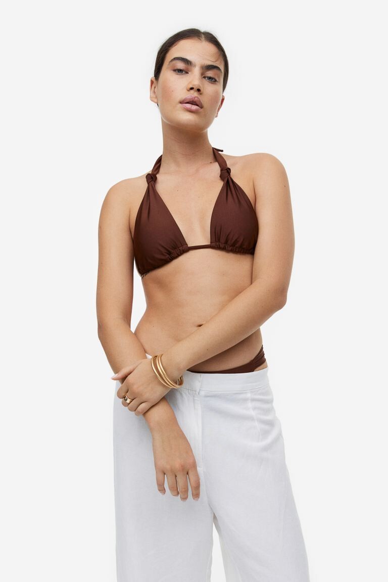 

Мягкий лиф бикини с треугольными чашечками H&M, темно коричневый