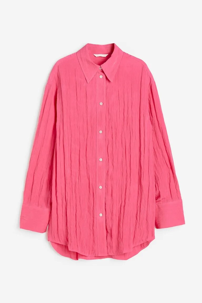 

Рубашка H&M in crinkled chiffon, розовый