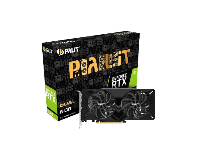 Видеокарта Palit NVIDIA GeForce RTX 2060, PA-RTX2060 DUAL 6G no LED, 6ГБ, GDDR6, Ret NE62060018J9-1160A - фото