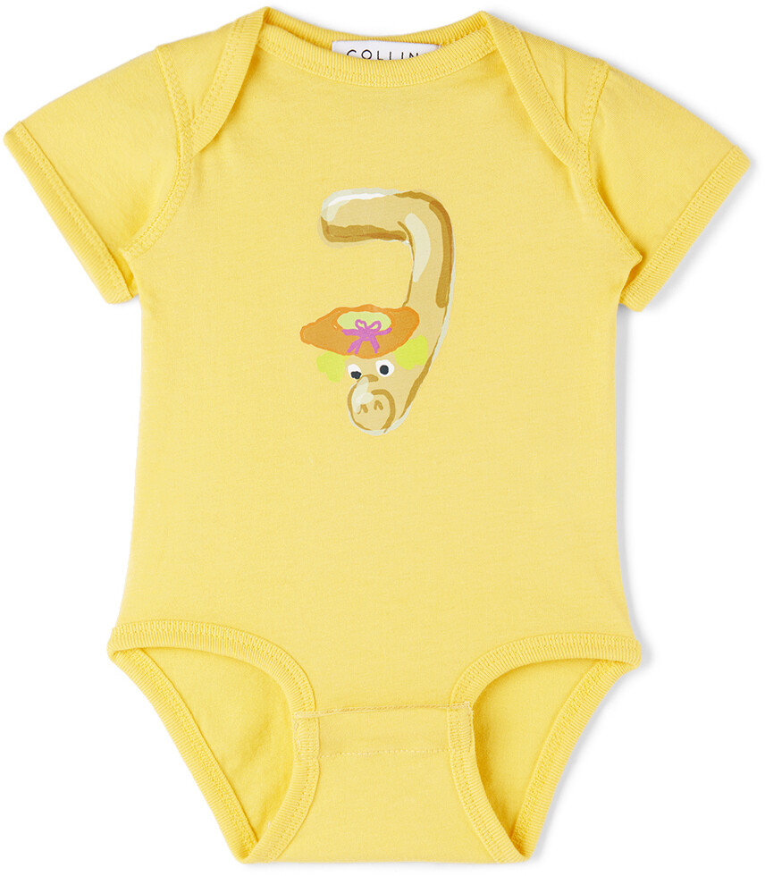 

Эксклюзивное боди SSENSE Baby Yellow с принтом червячков Collina Strada