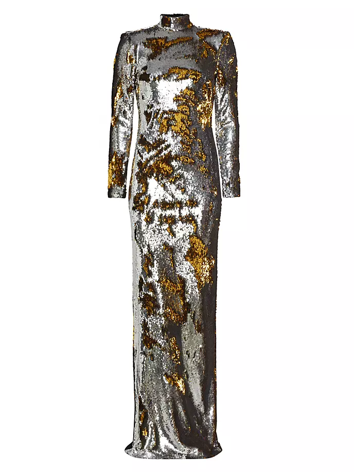 цена Платье Sunny с открытой спиной и пайетками Michael Costello Collection, цвет gold silver sequin