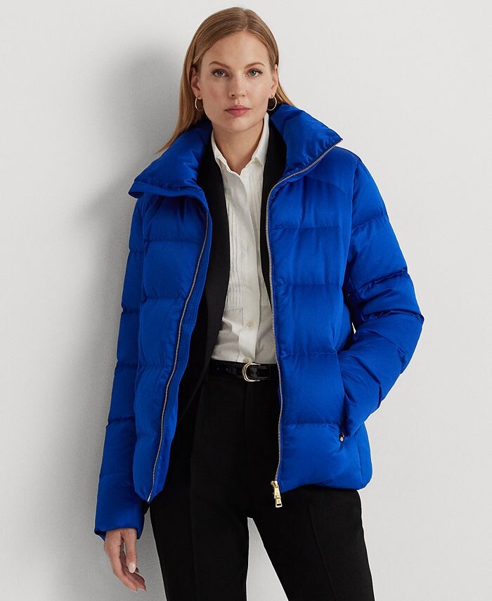 

Женское водоотталкивающее атласное пуховое пальто Lauren Ralph Lauren, синий