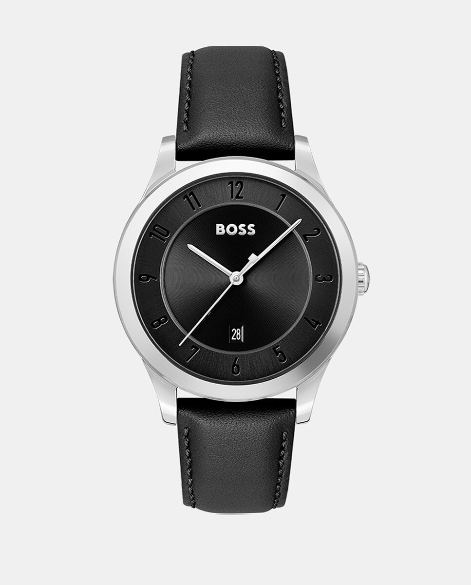 

Purity 1513984 Черные кожаные мужские часы Boss, черный