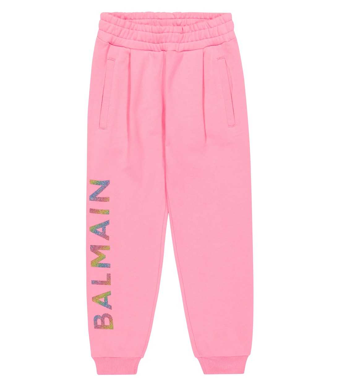 цена Хлопковые спортивные штаны с логотипом Balmain, розовый