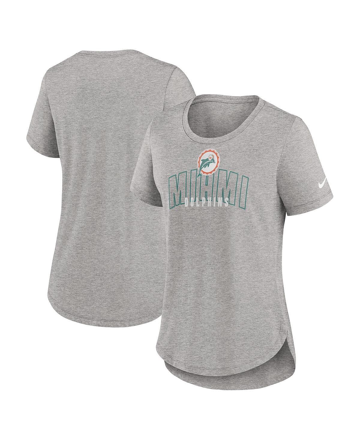 

Женская футболка Heather Grey Miami Dolphins Fashion Tri-Blend Nike