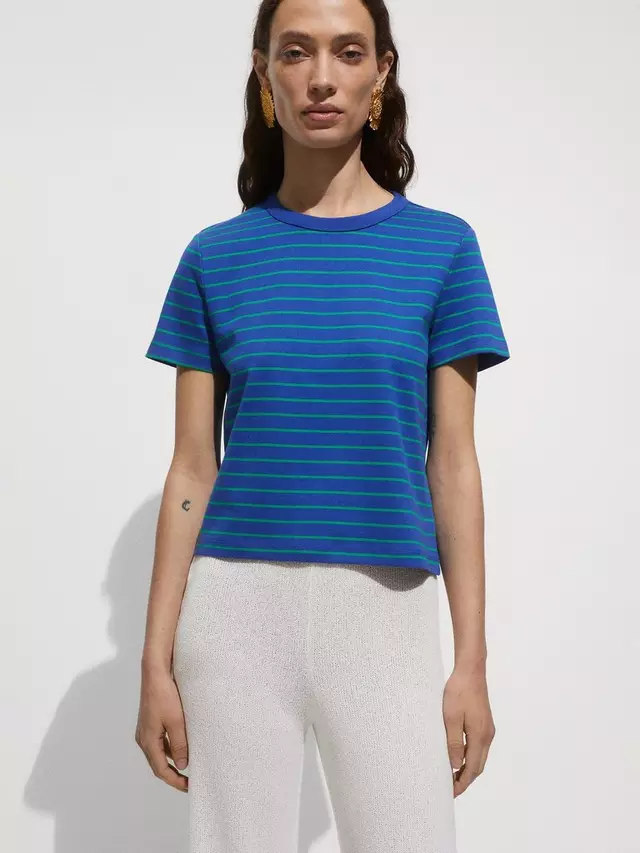 

Футболка Mango Boxy Stripe, цвет medium/blue