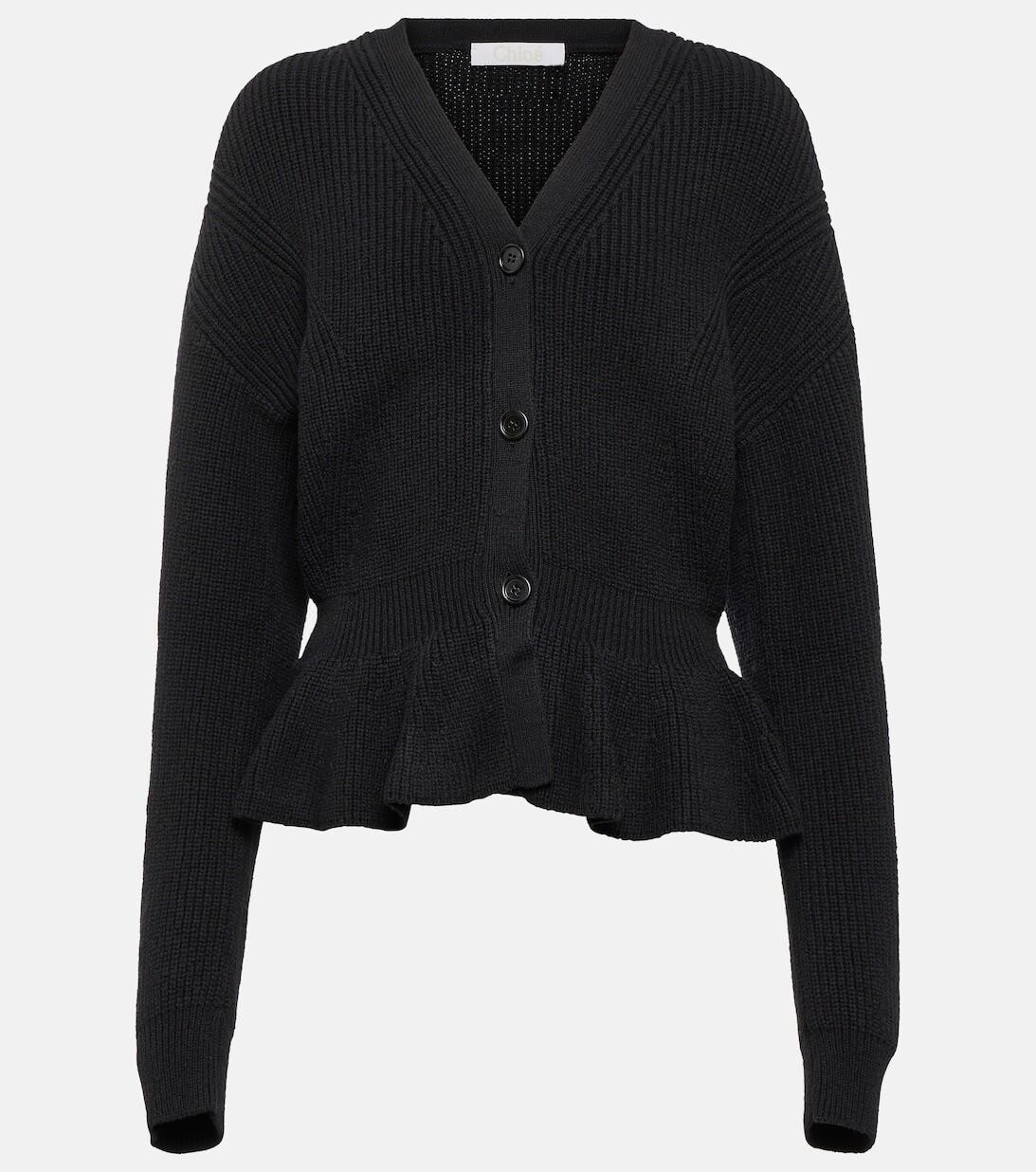 

Шерстяной кардиган с баской CHLOÉ, черный