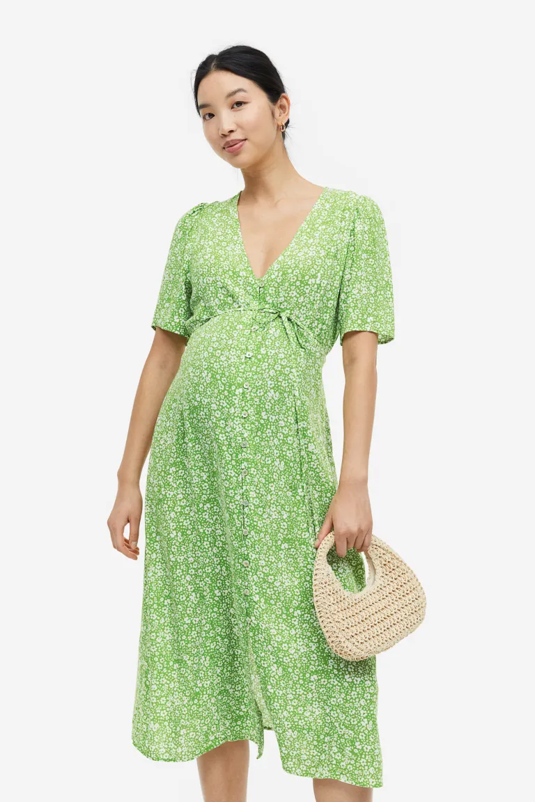Платье с треугольным вырезом H&M, зеленый