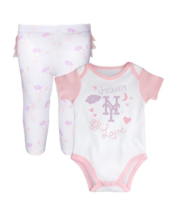 Белый, розовый комплект из боди и пачки с леггинсами New York Mets Spreading Love для новорожденных Outerstuff, белый/розовый
