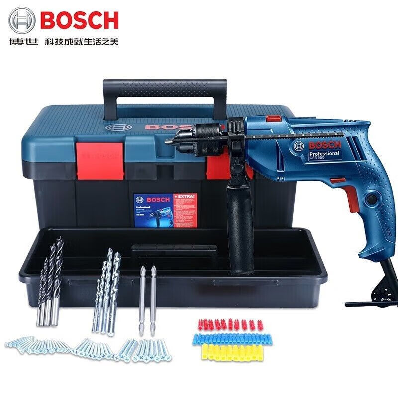 Дрель электрическая Bosch GSB550 + набор сверл, ящик для инструментов