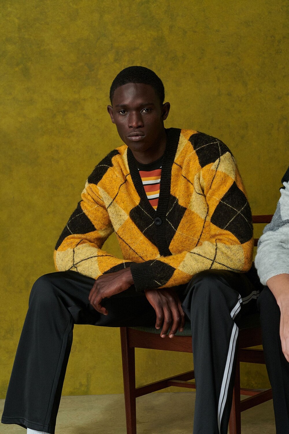 Вязаный кардиган с ромбовидным узором River Island, черный