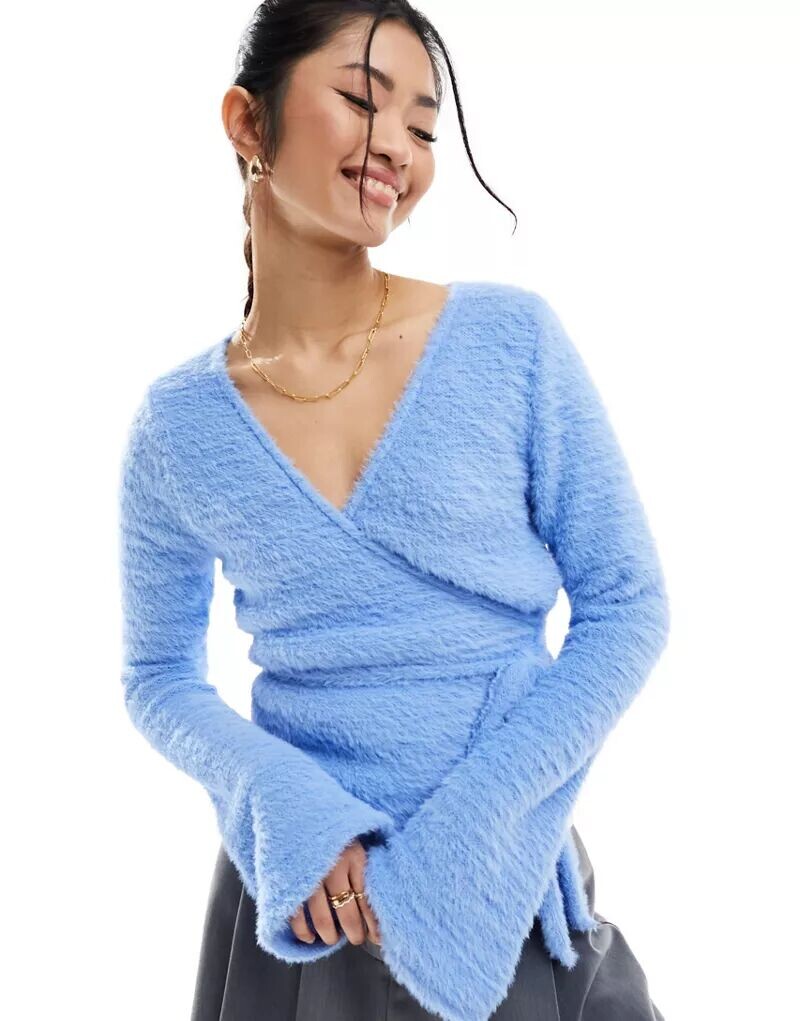 

Синяя пышная балетная куртка с запахом ASOS