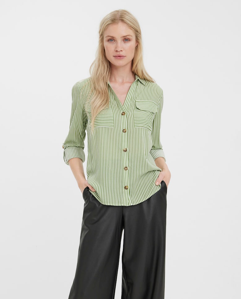Женская рубашка на пуговицах с длинным рукавом Vero Moda, зеленый