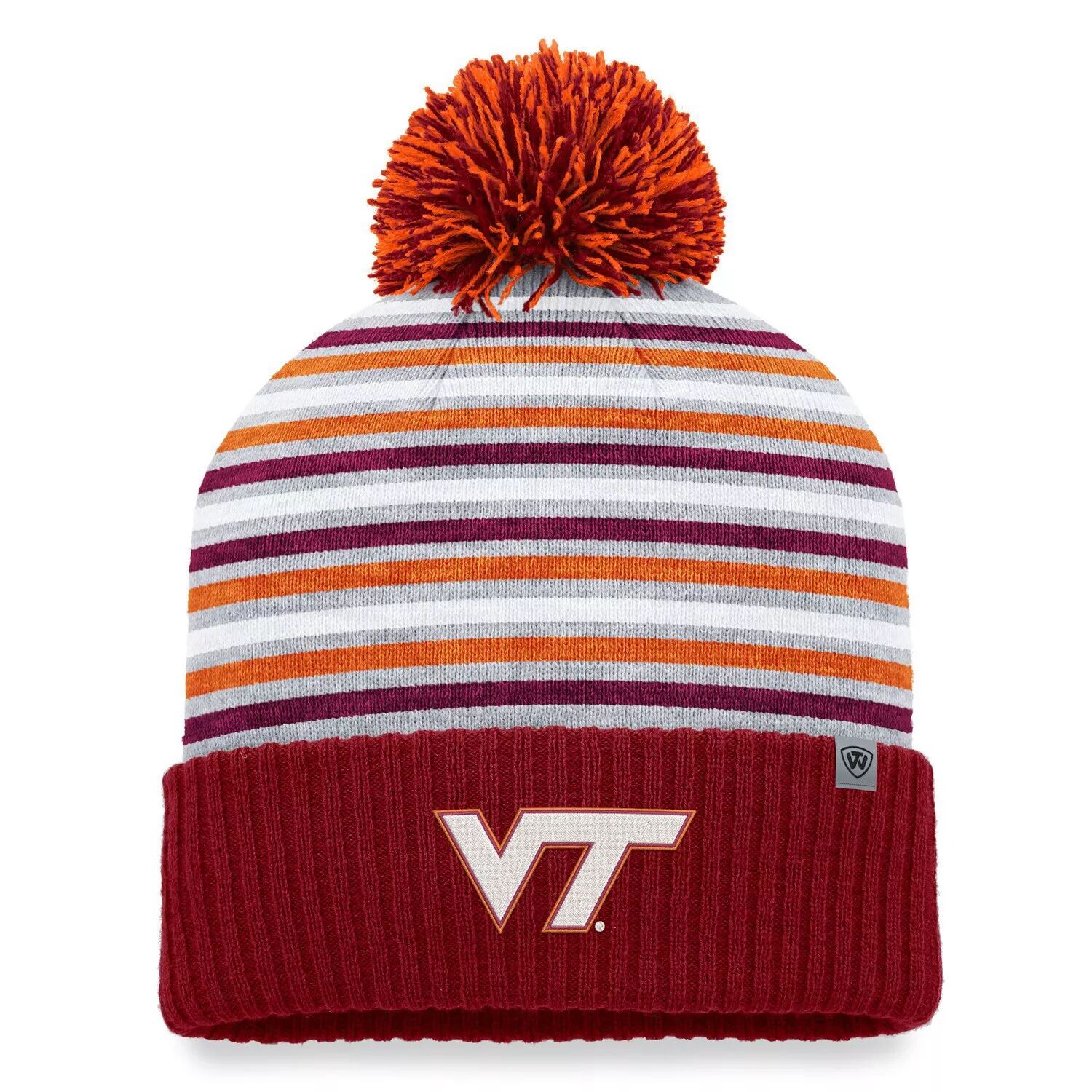 

Мужская вязаная шапка Top of the World Maroon Virginia Tech Hokies с манжетами и помпоном