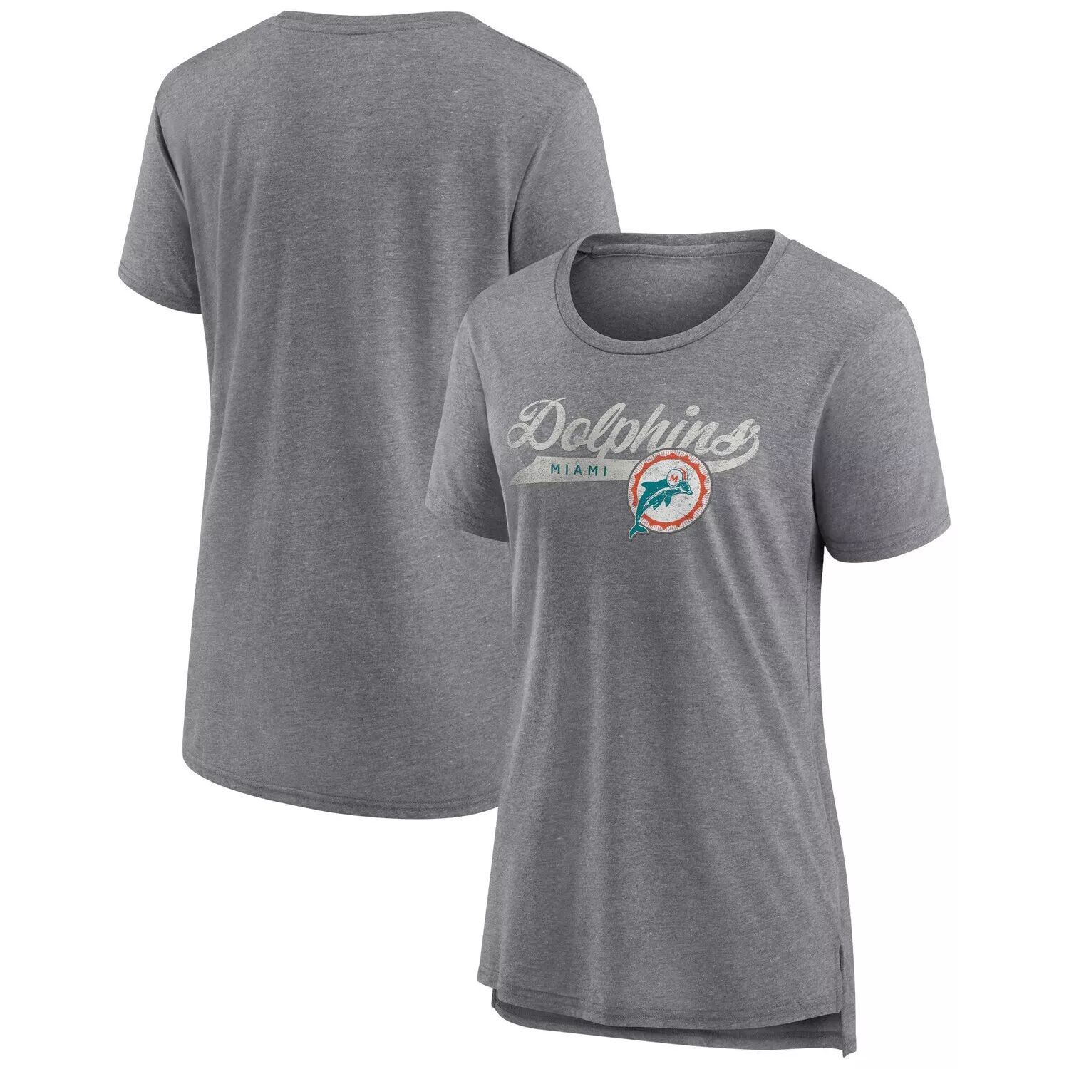 

Женская футболка Fanatics с логотипом Heather Grey Miami Dolphins Original Play Tri-Blend Fanatics, Серый
