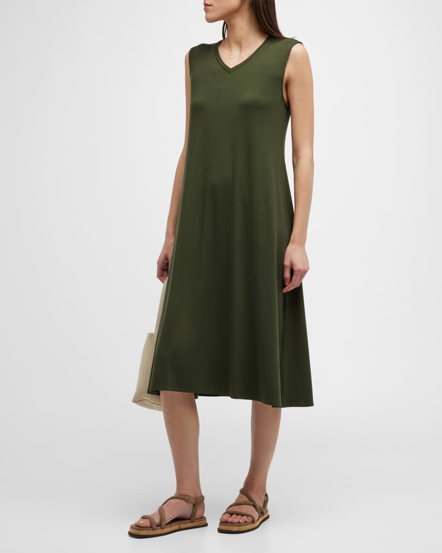 

Трикотажное платье-миди без рукавов с V-образным вырезом Eileen Fisher