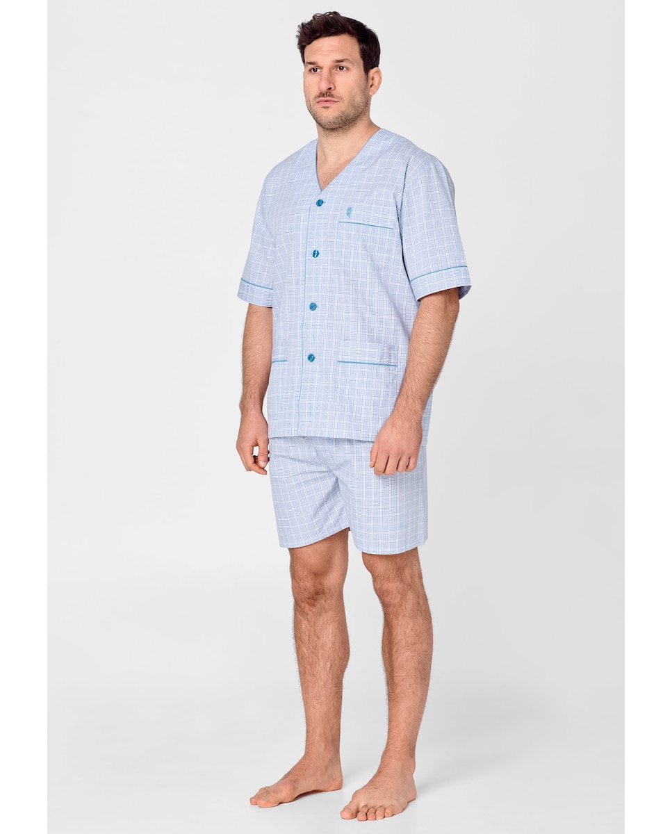 Мужская короткая пижама из ткани синего цвета El Búho Nocturno, светло-синий мужская короткая пижама из ткани голубого цвета wickett jones светло синий