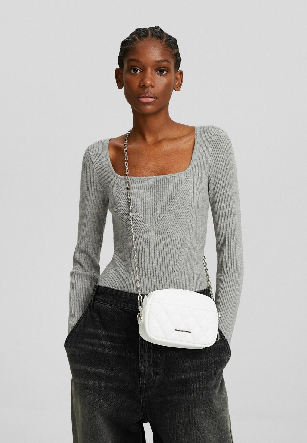 

Сумка через плечо With Pocket Bershka, белый
