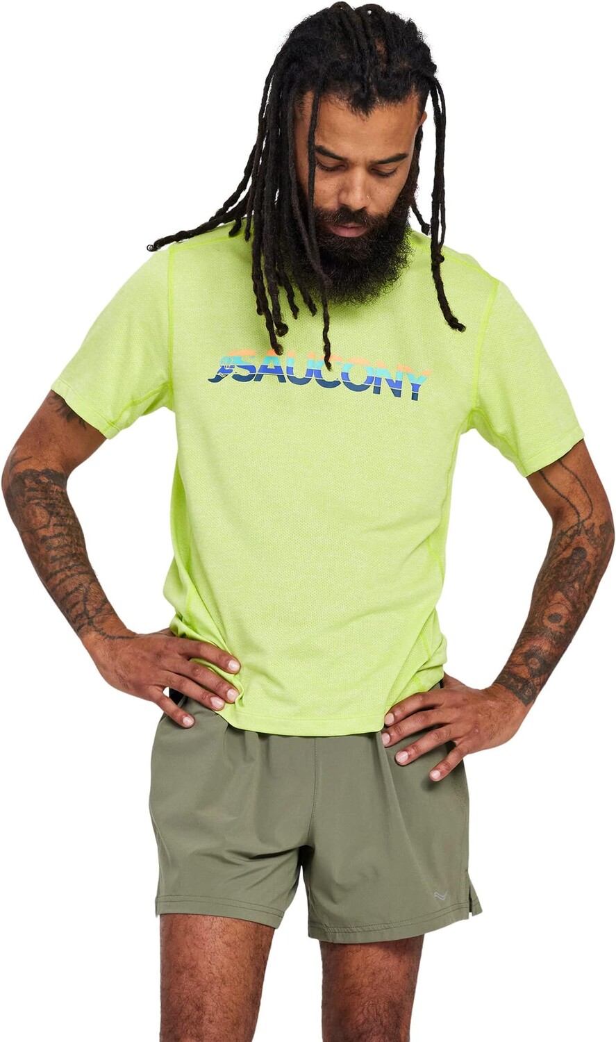 

Секундомер с графикой и коротким рукавом Saucony, цвет Acid Lime Heather