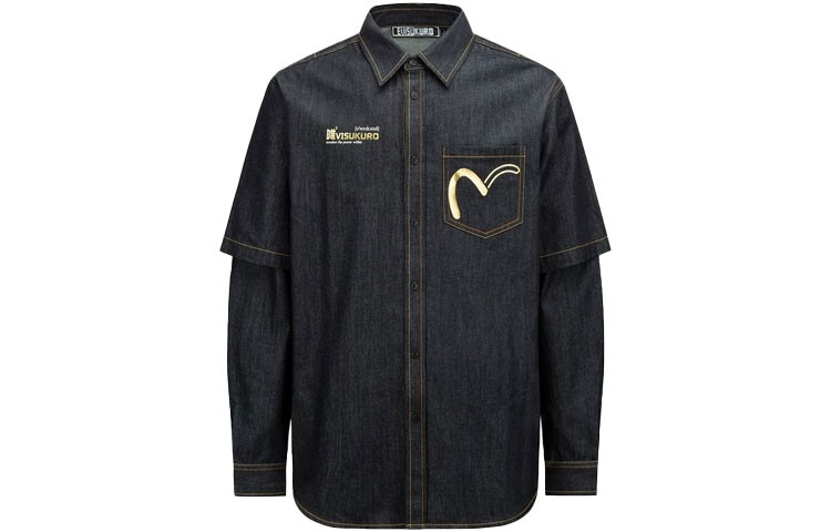 

Рубашка мужская джинсовая синяя Evisu, синий