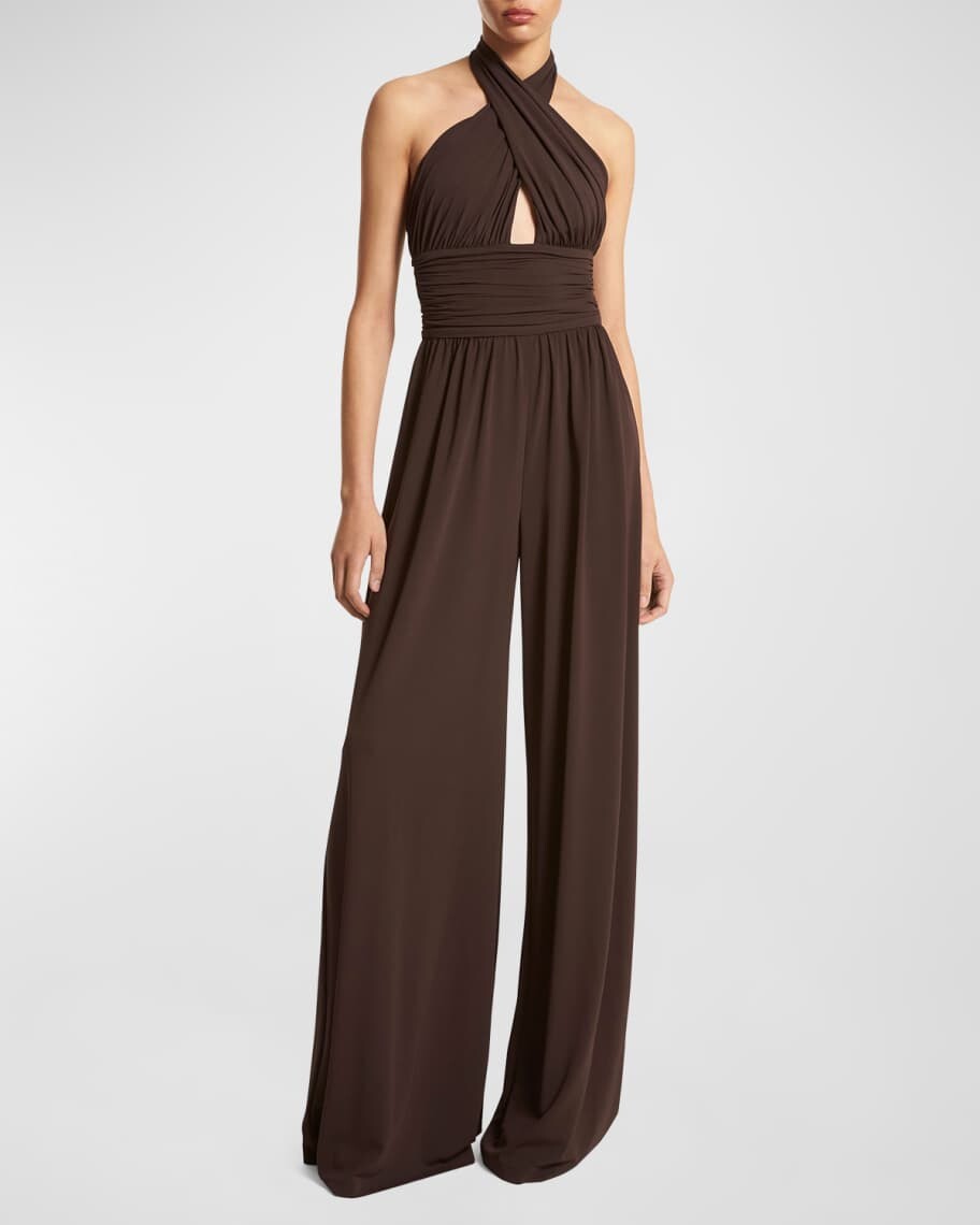 

Комбинезон с широкими штанинами из матового трикотажа Cross Halter Michael Kors Collection