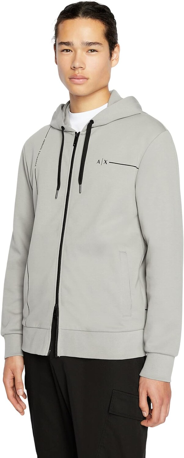 

Хлопковая толстовка на молнии с логотипом Armani Exchange, цвет Zinc