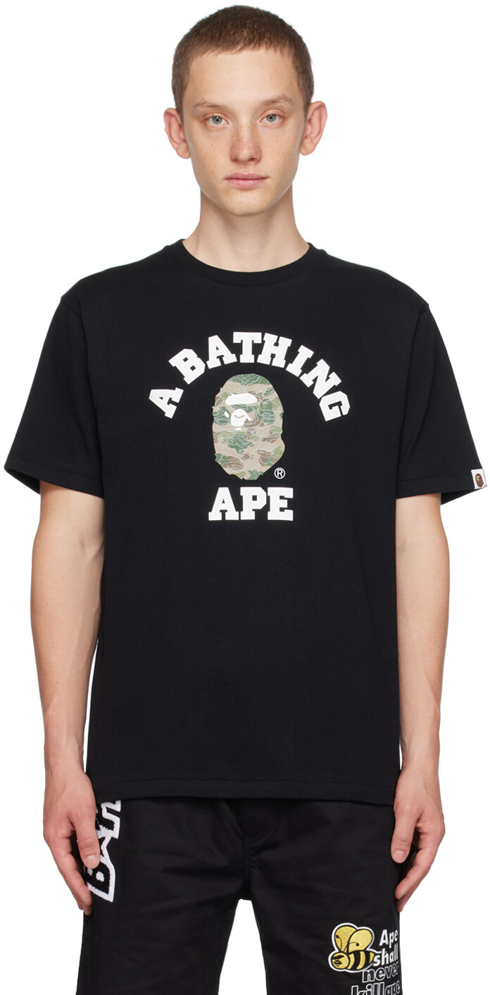 

Черная студенческая футболка BAPE, Черный
