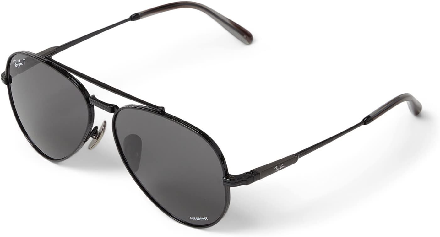 

Солнцезащитные очки 0RB8225 Aviator Titanium Ray-Ban, цвет Black/Polarized Dark Grey
