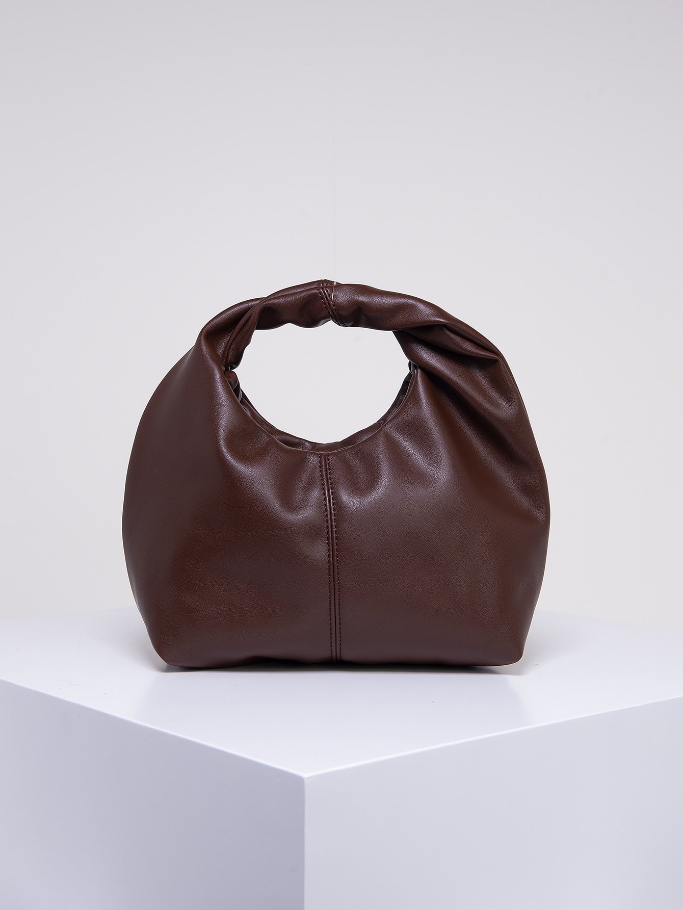 Минималистская сумка-хобо с ручкой сверху, кофейный коричневый минималистская сумка хобо черный