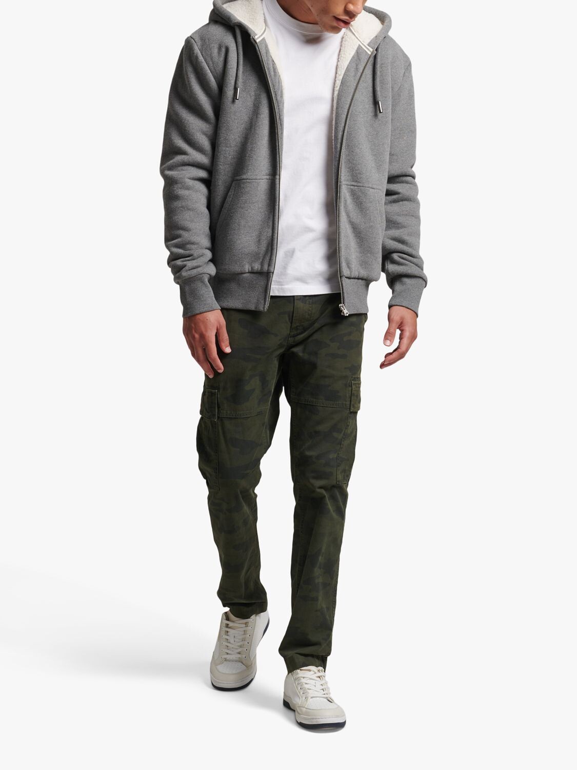 

Толстовка на молнии с подкладкой Essential Borg Superdry, насыщенный древесный уголь мергель