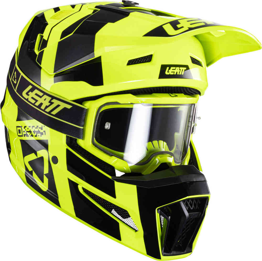 Шлем для мотокросса 3.5 V24 с очками Leatt, черный желтый