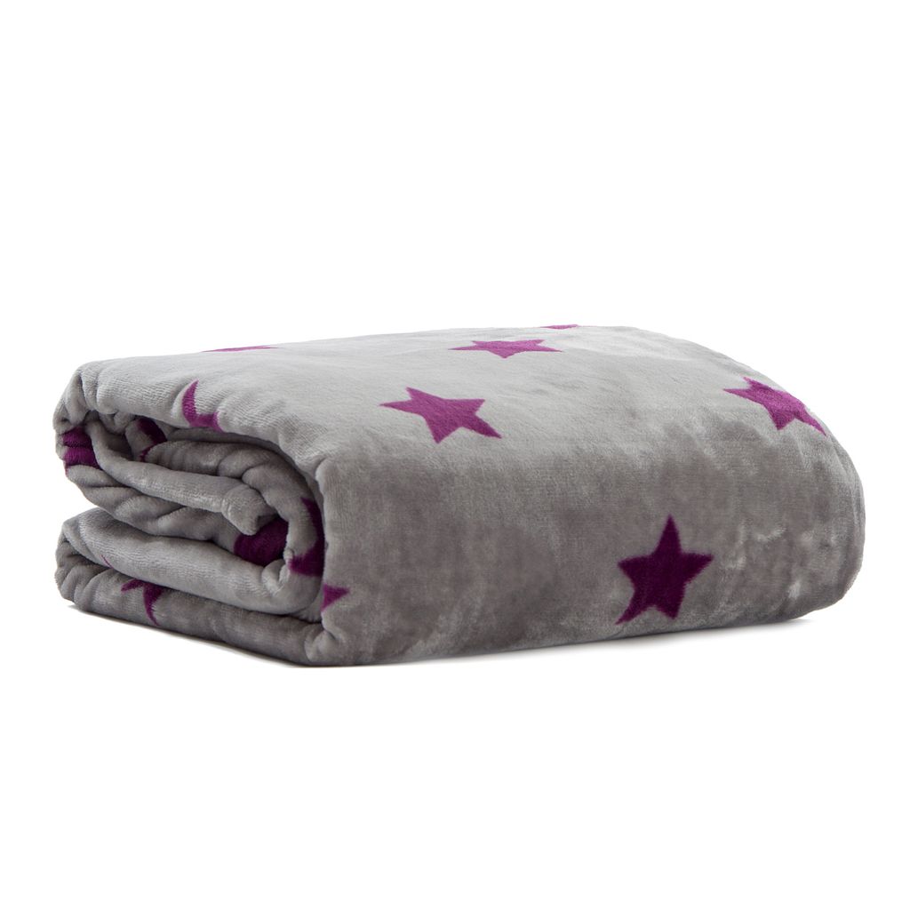 

Мягкий плед Pink Papaya Snug Me "Supersoft Stars" флисовый плед 150 х 200 см покрывало со звездами - серый/фиолетовый