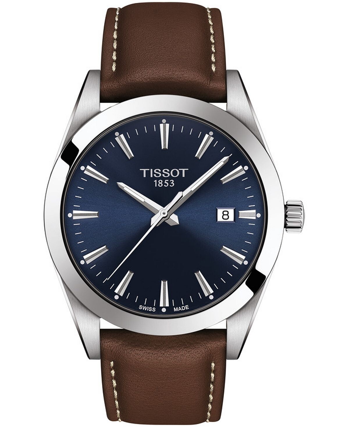 

Мужские швейцарские часы T-Classic Gentleman с коричневым кожаным ремешком, 40 мм Tissot
