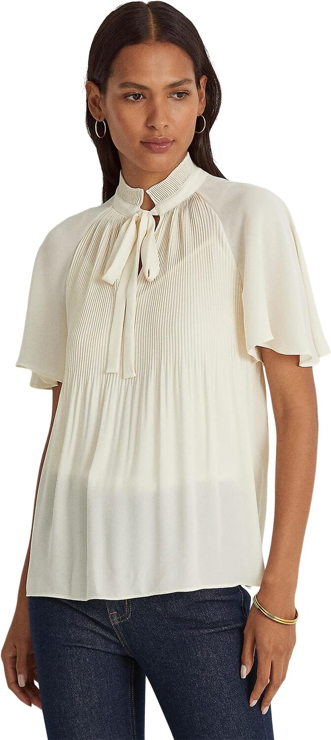 

Плиссированный топ из жоржета LAUREN Ralph Lauren, цвет Mascarpone Cream