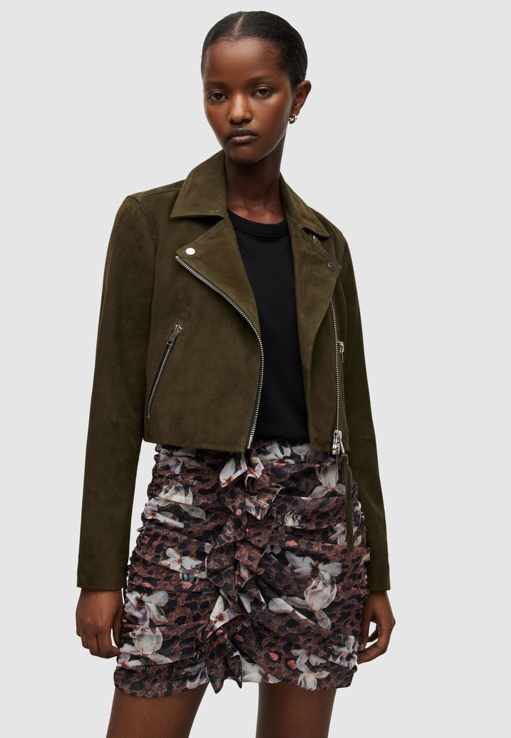 

Кожаная куртка AllSaints DALBY CROP BIK, зеленый