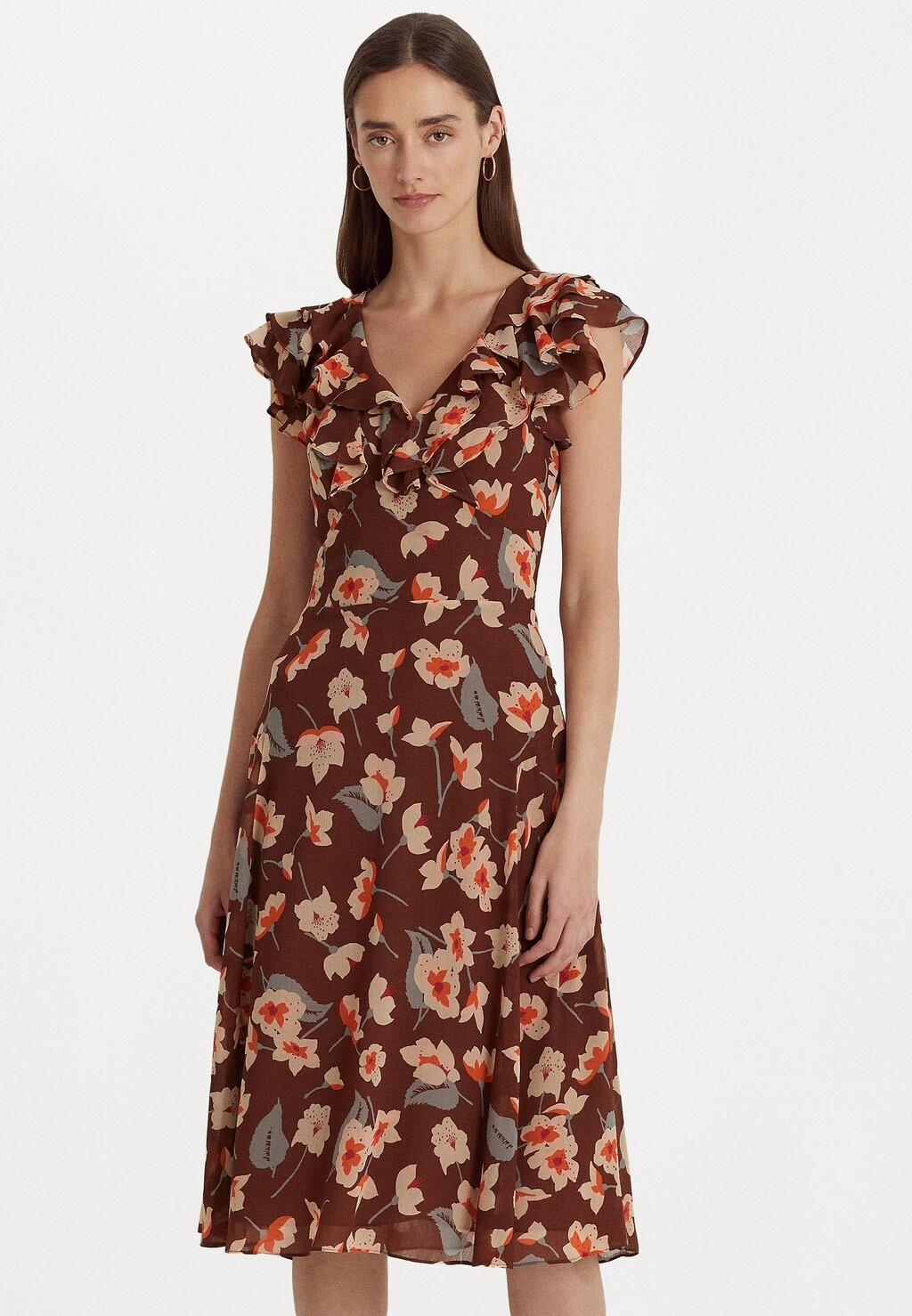 

Летнее платье Sherily Short Sleeve Day Dress Lauren Ralph Lauren, цвет maroon/orange/cream