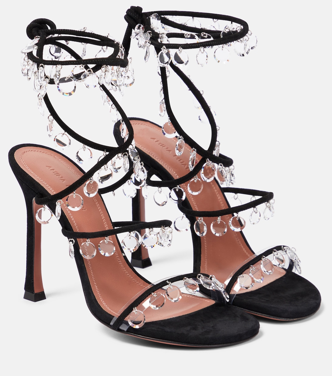цена Декорированные кожаные сандалии Tina Amina Muaddi, черный