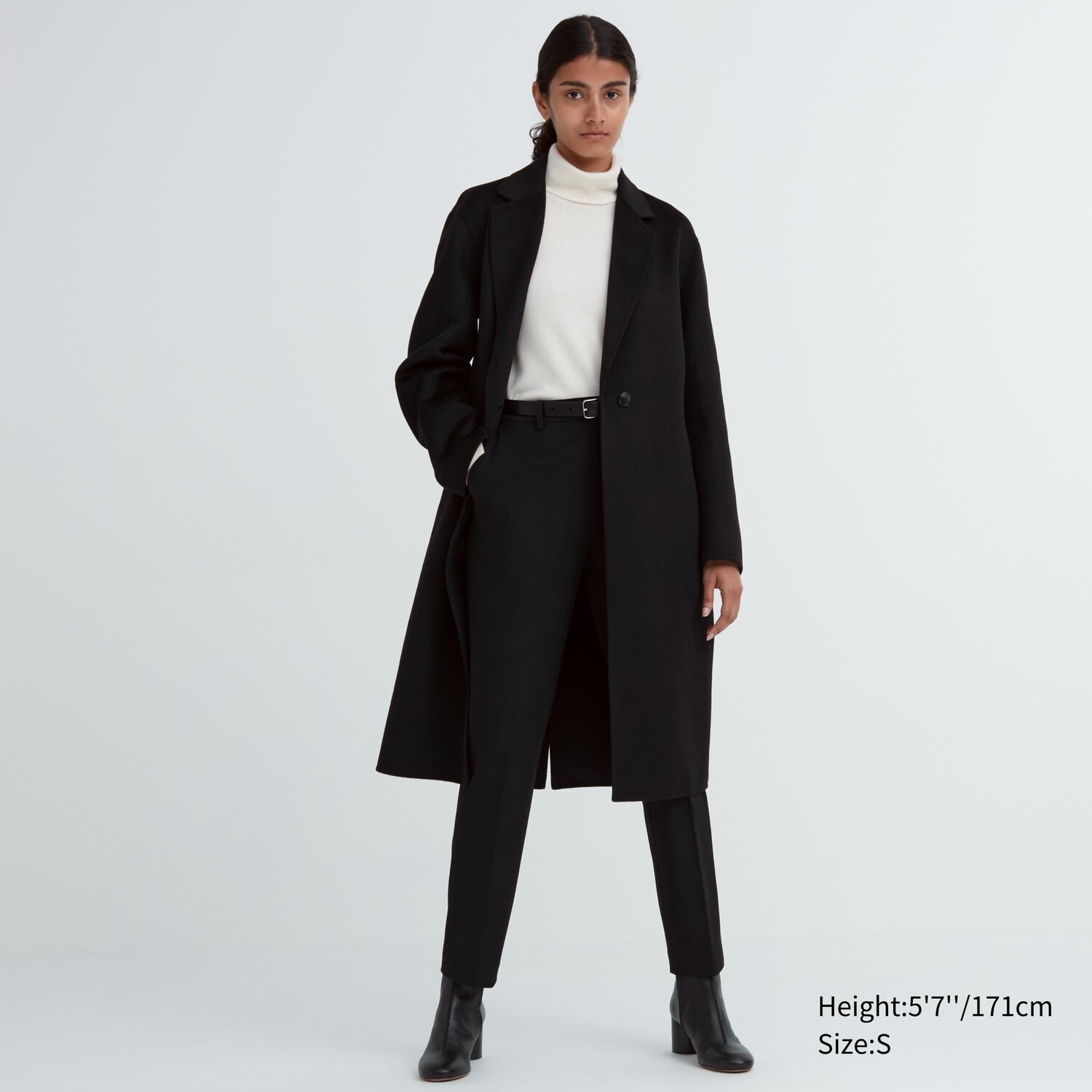 

Длинное пальто из полушерсти UNIQLO, черный