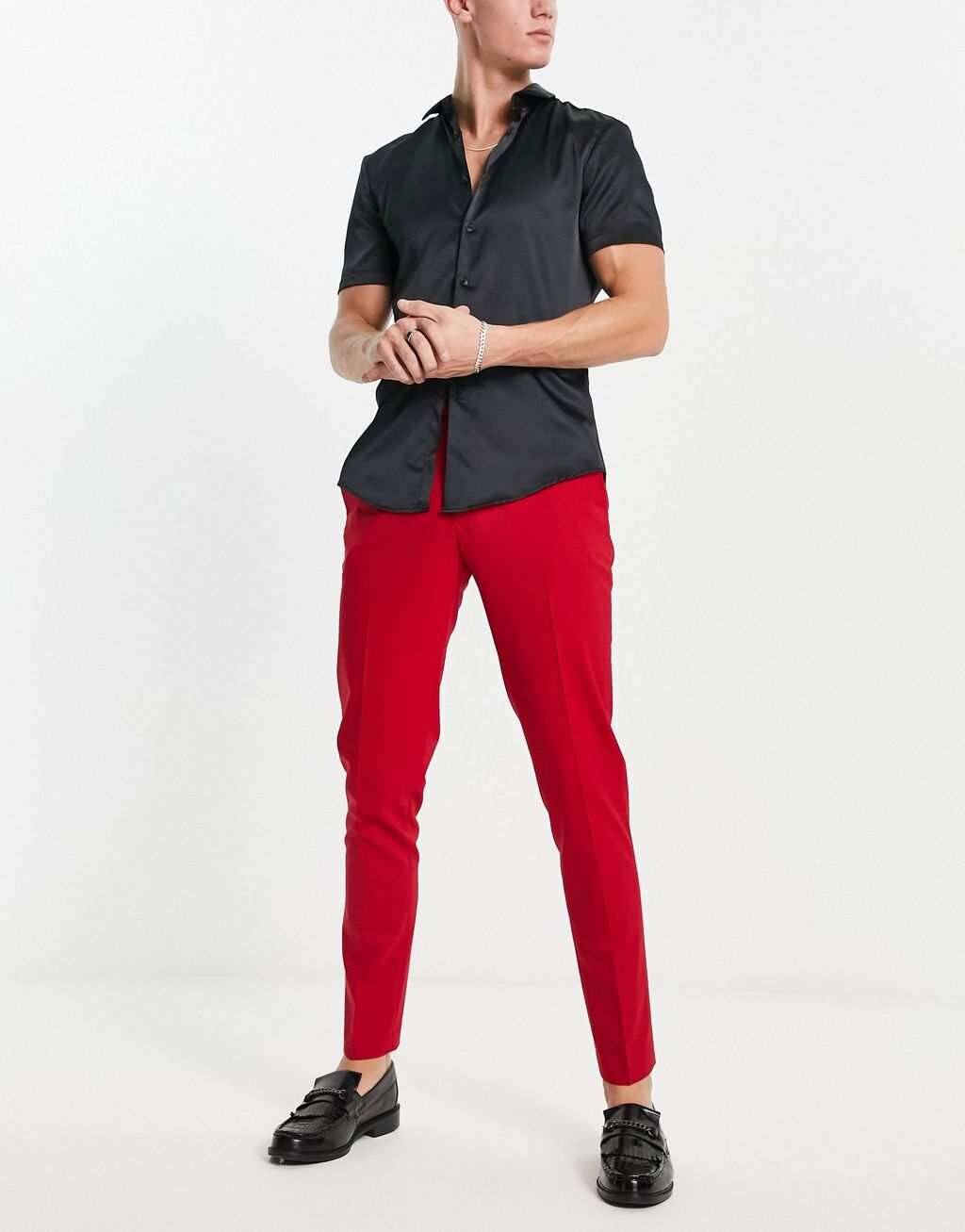 

Бордовые элегантные брюки скинни ASOS DESIGN, Красный