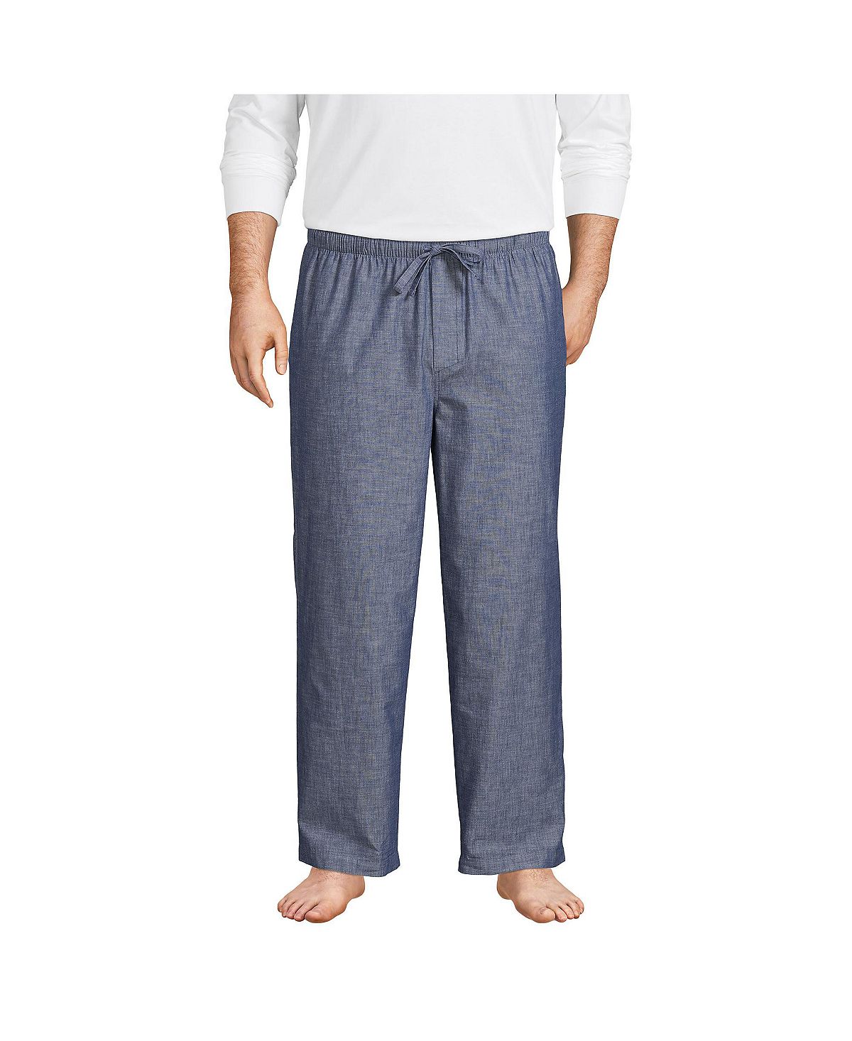 Мужские большие и высокие пижамные брюки из поплина Lands' End розовые классические пижамные штаны tom ford